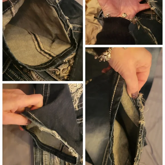 Miss Me, Rhinestone Back Pocket Bling Bootcut Jeans, Size 32, Inseam Approx. 29" - Picture 6 of 8